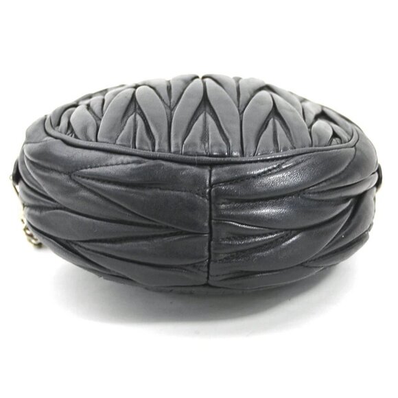 Auth MIUMIU Crossbody Shoulder Bag Black Leather/Silvertone - r10316a - Picture 4 of 14